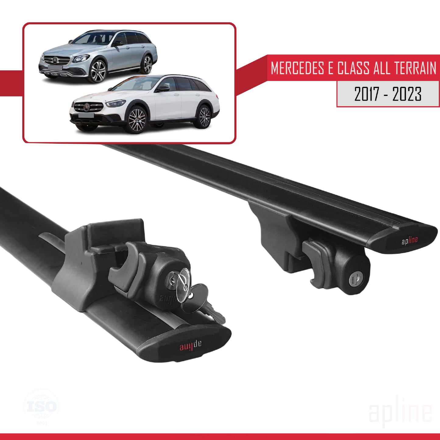 Compatible avec Mercedes Classe E 5 (W213) All Terrain 2017-2023 HOOK Model Barres de Toit Railing Porte-Bagages de Voiture Noir Aluminium 2 Barres