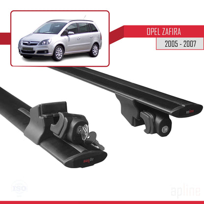 Compatible avec Opel Zafira B (A05) Pre-Facelift 2005-2007 HOOK Model Barres de Toit Railing Porte-Bagages de Voiture Noir Aluminium 2 Barres