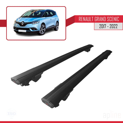Compatible avec Renault Grand Scenic 4 2017-2022 HOOK Model Barres de Toit Railing Porte-Bagages de Voiture Noir Aluminium 2 Barres