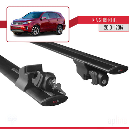 Compatible avec Kia Sorento 2 (XM) 2010-2014 HOOK Model Barres de Toit Railing Porte-Bagages de Voiture Noir Aluminium 2 Barres
