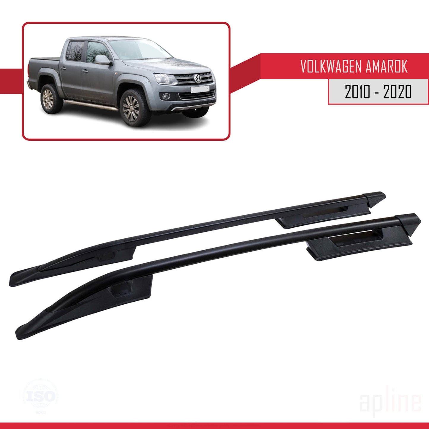 Dakrails Compatible met Volkswagen Amarok (2F) 2010-2020 (Korte Wielbasis L1/H1) Dakdrager Bagagedrager Zwart