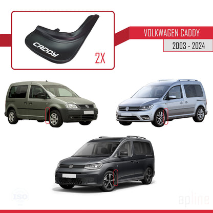 Compatible avec Volkswagen Caddy 2003-2024 Jeu de Bavettes Garde-boue Avant et Arrière de Voiture 4 Pcs Noir