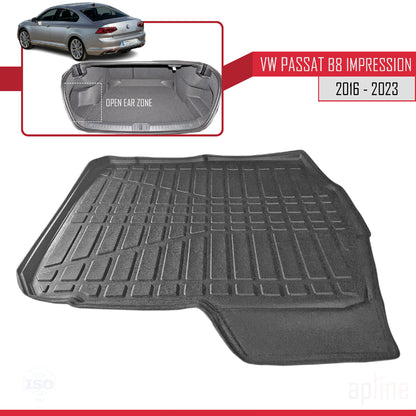 Compatible avec Volkswagen Passat B8 (3G) Impression Post-Facelift 2019-2023 Flexible Tapis de Coffre Plancher de Chargement Noir