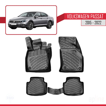 4D Rubbermatten Compatible met Volkswagen Passat B8 (3G) 2015-2022 Zwart