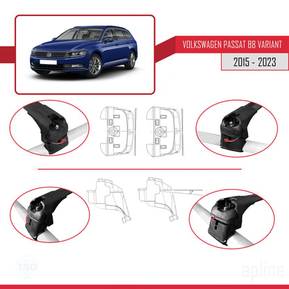 Compatibile con Volkswagen Passat B8 (3G) Variant 2015-2023 ACE-2 Barre Tetto Portapacchi Auto Barre Portatutto Nero Alluminio 2 Barre