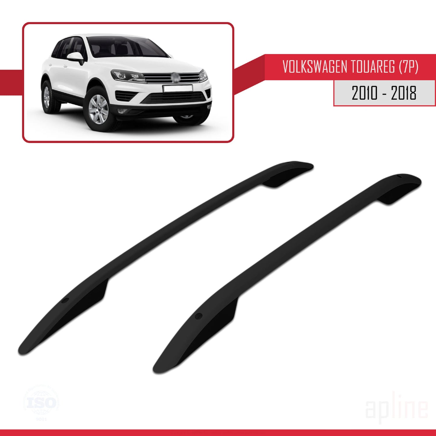 Compatible with Volkswagen Touareg 2 (7P) 2010-2018 (Short Wheelbase L1/H1) Roof Rails Roof Rack Luggage Carrier (Adhesive Model) Black