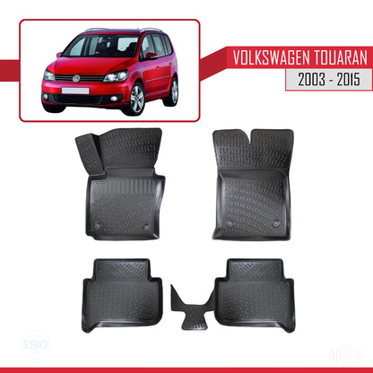 Compatibile con Volkswagen Touran (1T) 2003-2015 4D Tappeti in Gomma Nero