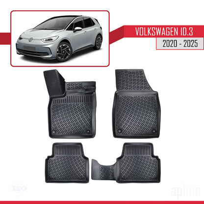 4D Rubbermatten Compatible met Volkswagen ID.3 (Elektrik) 2020-2025 Zwart