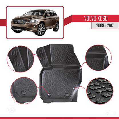 4D Rubbermatten Compatible met Volvo XC60 2009-2017 Zwart