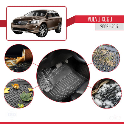 4D Rubbermatten Compatible met Volvo XC60 2009-2017 Zwart