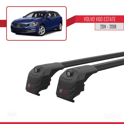 Kompatibel mit Volvo V60 2011-2018 ACE-2 Relingträger Dachträger Auto Gepäckträger Schwarz Aluminium 2 Stangen