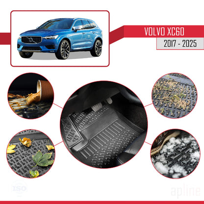 Compatible avec Volvo XC60 II 2017-2025 4D Tapis de Voiture Noir