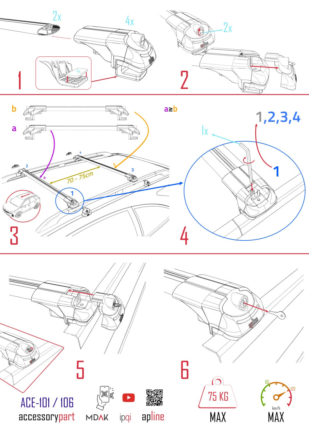 Compatibile con Volvo XC70 1998-2000 ACE-1 Barre Tetto Portapacchi Auto Barre Portatutto Grigo Alluminio 3 Barre