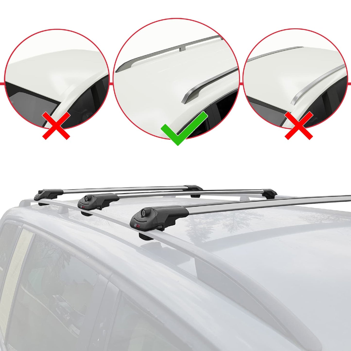 Compatible avec Ford Transit / Tourneo Courier 2024-2025 ACE-1 Barres de Toit Railing Porte-Bagages de Voiture Gris Aluminium 3 Barres