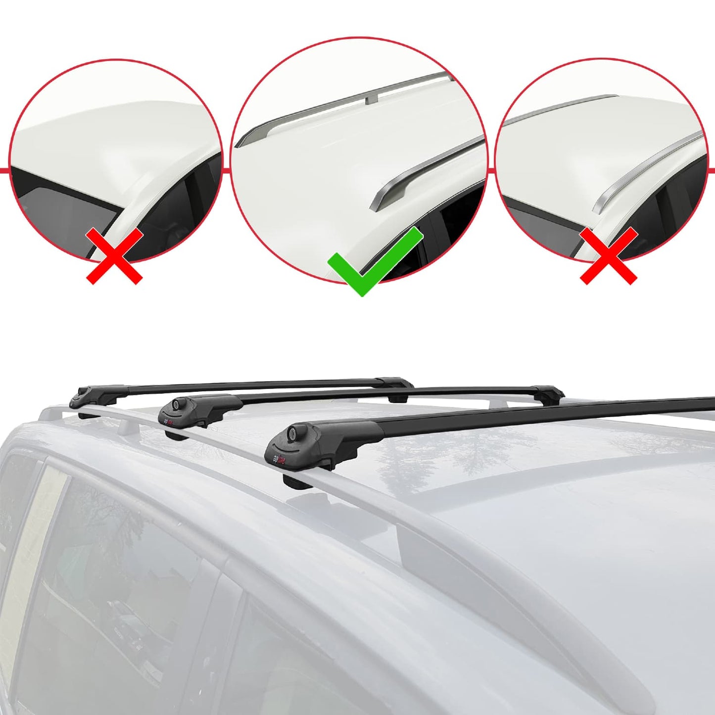 Compatible avec Subaru XV 2 2018-2023 ACE-1 Barres de Toit Railing Porte-Bagages de Voiture Noir Aluminium 3 Barres