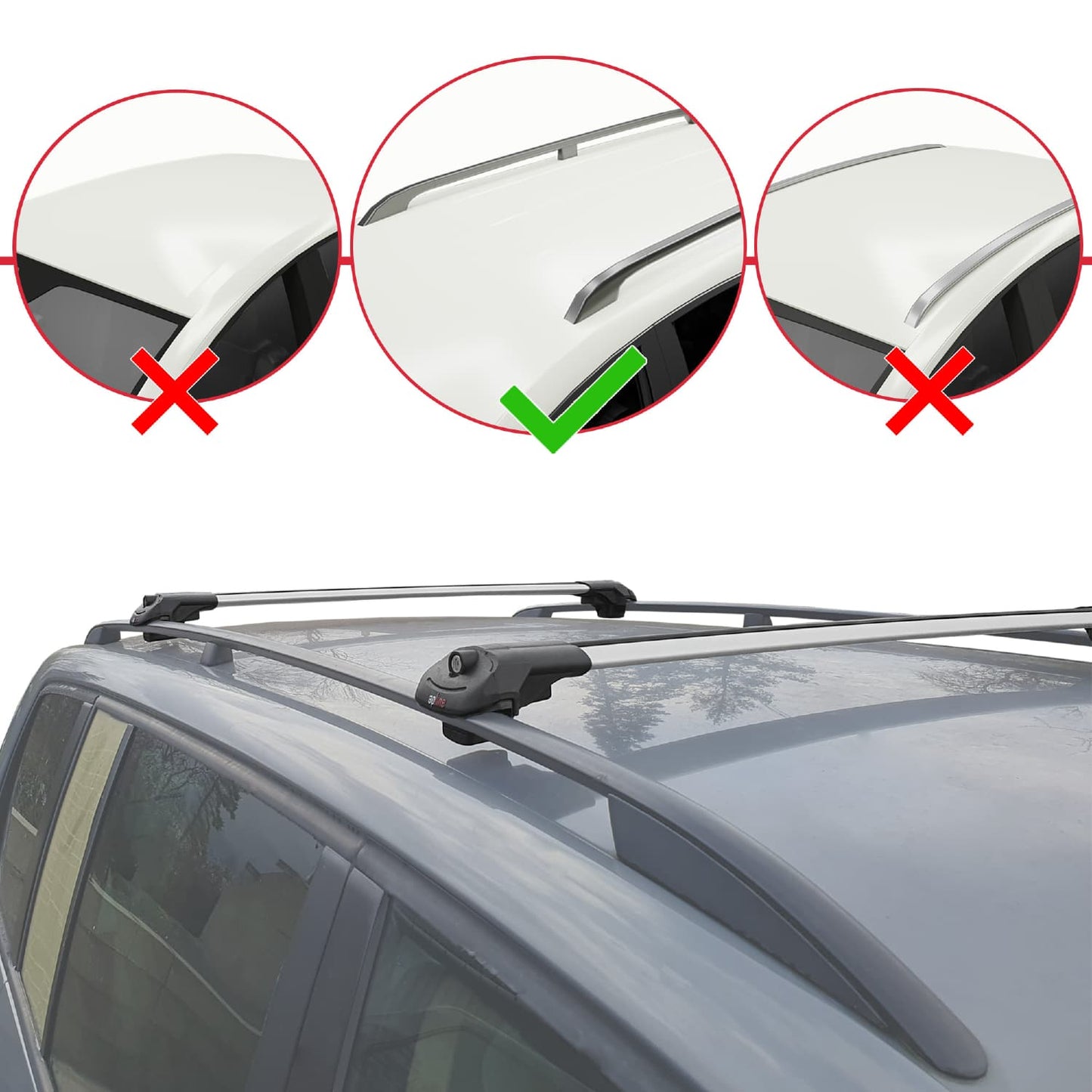 ACE-1 Dakdrager bagagedrager compatibel met Nissan NP300 (D23) 2015-2021 Spoorstaven Grijs Aluminium 2 Staven