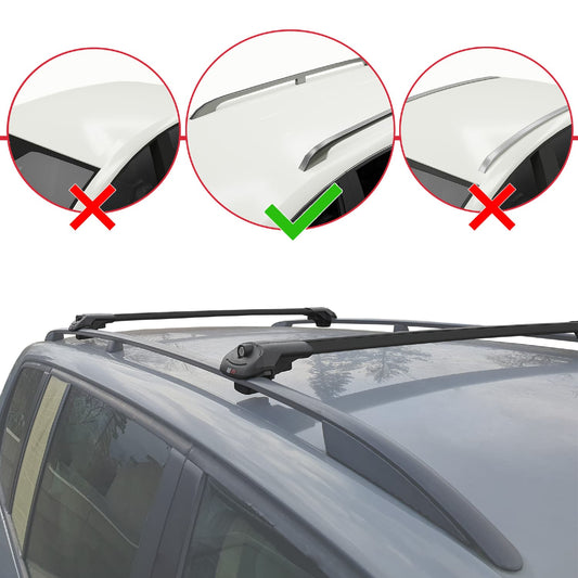Compatible with Skoda Karoq 2017-2025 ACE-1 Car Roof Rack Cross Bar Black Aluminium 2 Bars