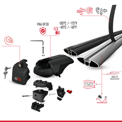 Compatible avec Kia XCeed (CD) 2019-2026 ACE-2 modèle Barres de Toit Railing Porte-Bagages de Voiture Gris Aluminium Barres