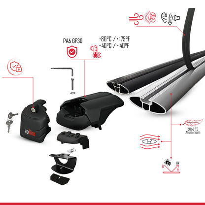 Compatible avec Jeep Grand Cherokee 4 (WK2) 2011-2020 ACE-2 modèle Barres de Toit Railing Porte-Bagages de Voiture Gris Aluminium Barres