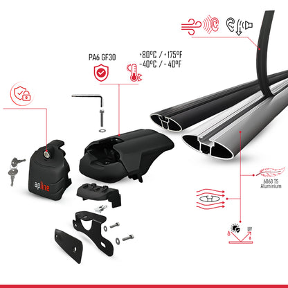 Compatibile con Honda CR-V 4 2012-2016 ACE-2 Barre Tetto Portapacchi Auto Barre Portatutto Grigo Alluminio 2 Barre