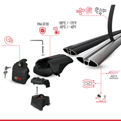 Compatibile con Q7 (4M) 2016-2025 ACE-2 Barre Tetto Portapacchi Auto Barre Portatutto Grigo Alluminio 2 Barre