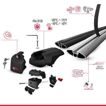 Compatible avec Mazda CX-9 (TC) 2016-2024 ACE-2 modèle Barres de Toit Railing Porte-Bagages de Voiture Noir Aluminium Barres