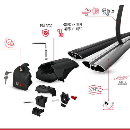 Compatible avec Volkswagen T-Cross (C11) 2019-2026 ACE-2 modèle Barres de Toit Railing Porte-Bagages de Voiture Noir Aluminium Barres