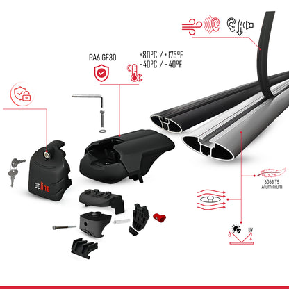 ACE-2 Dakdrager bagagedrager compatibel met Audi RS6 2025 Spoorstaven Grijs Aluminium 2 Staven