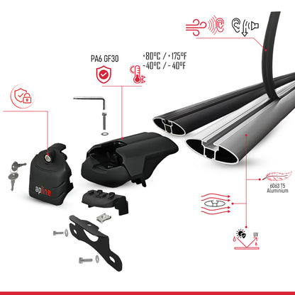 Compatibile con Chevrolet Suburban 2015-2020 ACE-2 Barre Tetto Portapacchi Auto Barre Portatutto Grigo Alluminio 2 Barre