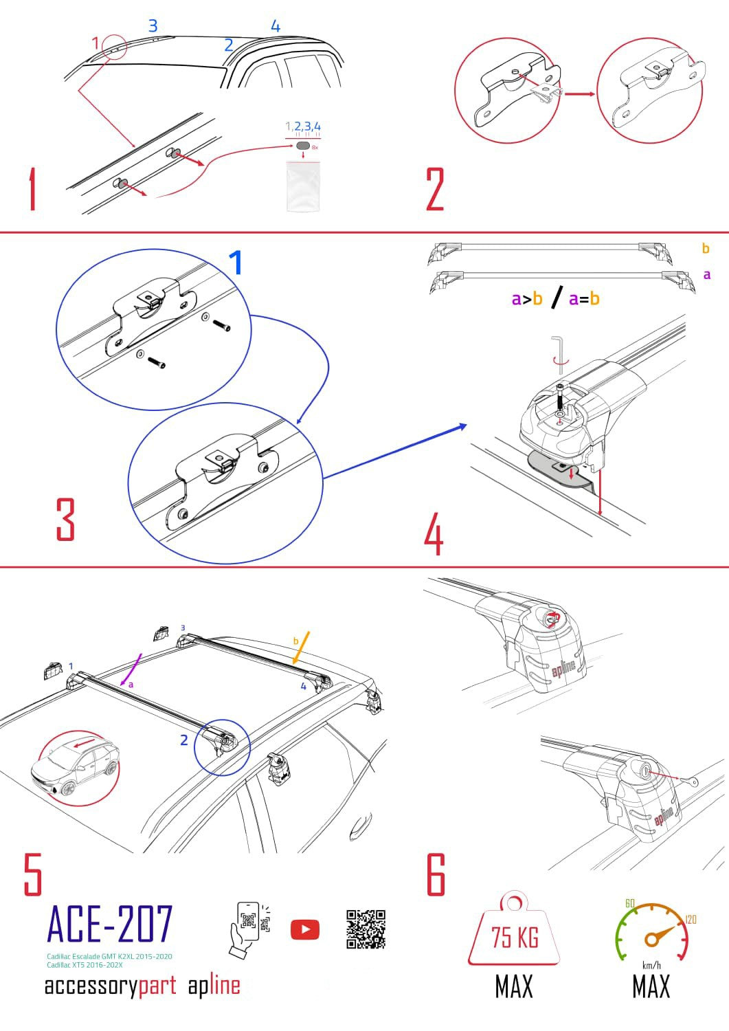 Compatible avec GMC Yukon 2015-2020 ACE-2 Barres de Toit Railing Porte-Bagages de Voiture Gris Aluminium 2 Barres