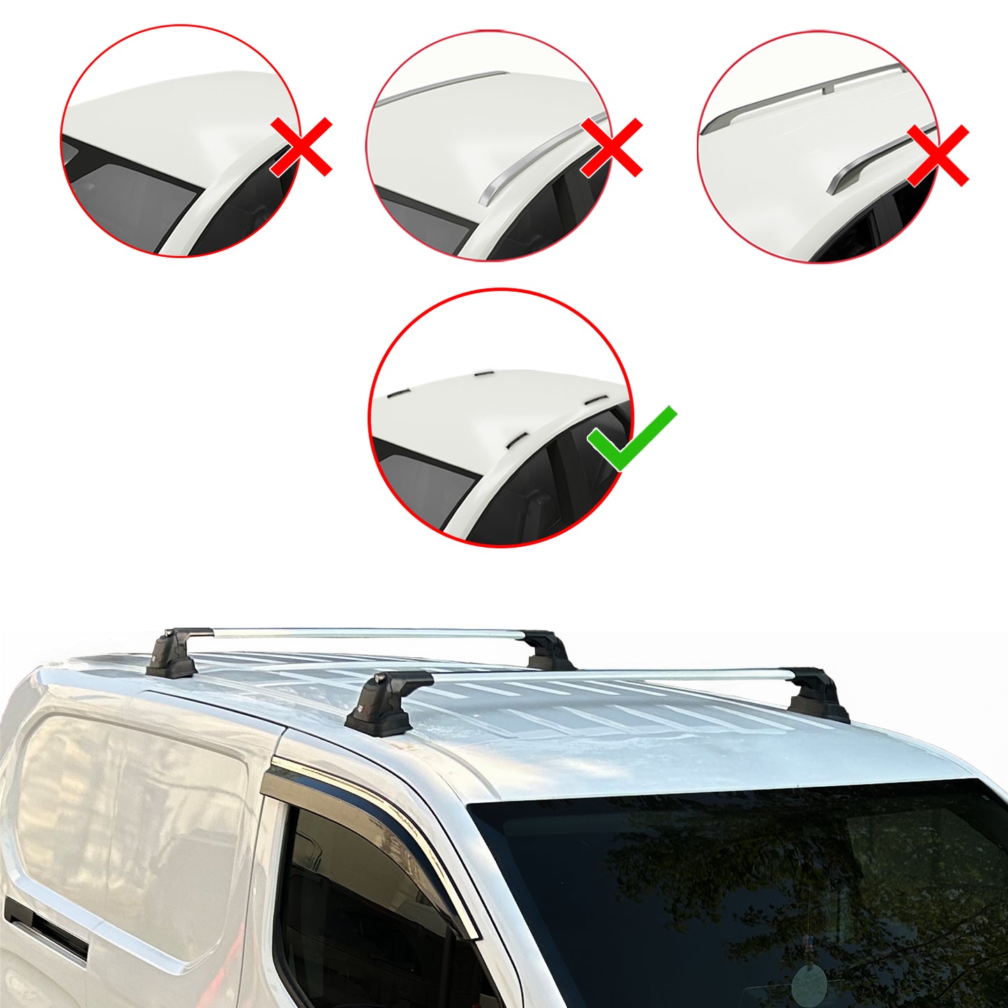 Kompatibel mit Peugeot Bipper 2008-2018 ACE-3 Relingträger Dachträger Auto Gepäckträger Grau Aluminium 2 Stangen