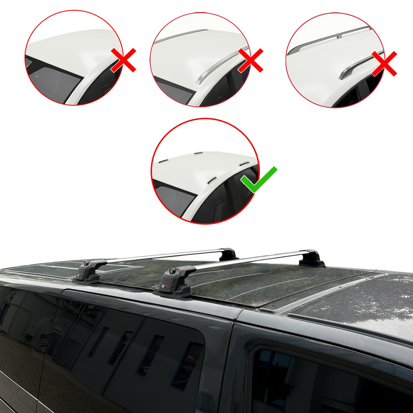 Compatible avec Volkswagen Multivan (T6) 2016-2022 ACE-3 Barres de Toit Railing Porte-Bagages de Voiture Gris Aluminium 2 Barres