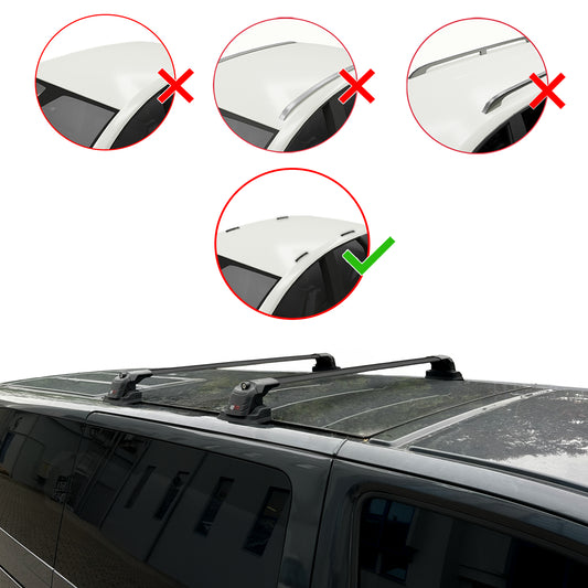 Compatible avec Volkswagen Shuttle (T5) 2003-2015 ACE-3 Barres de Toit Railing Porte-Bagages de Voiture Noir Aluminium 2 Barres