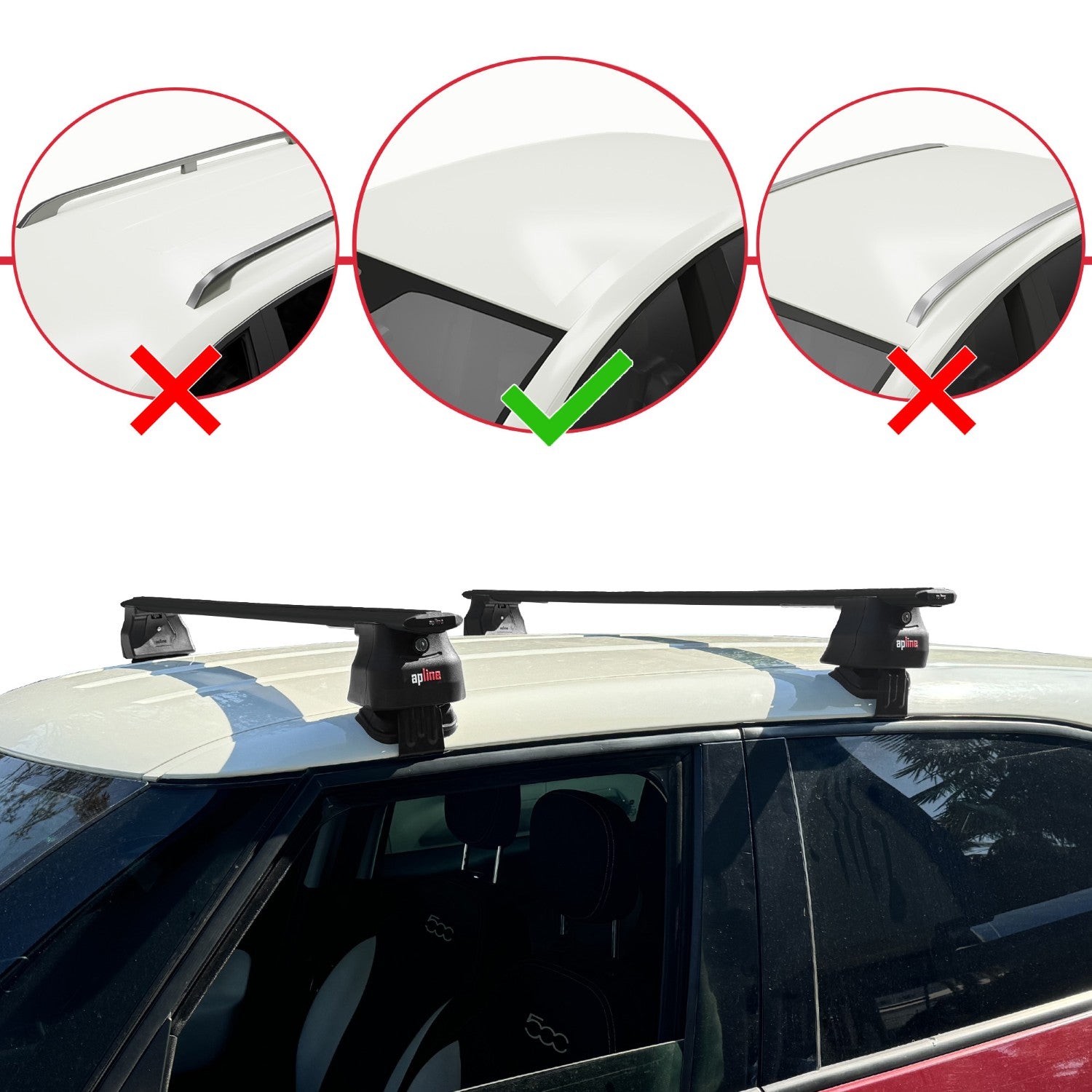 Compatible avec Fiat 500 L 2012-2017 ACE-4 Barres de Toit Railing Porte-Bagages de Voiture Noir Aluminium 2 Barres