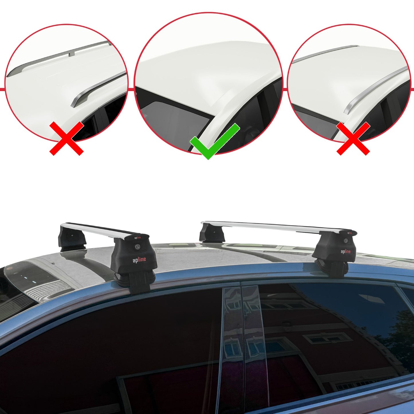 Kompatibel mit Volkswagen Polo 6 (AE1) Post-Facelift 2021-2025 ACE-4 Relingträger Dachträger Auto Gepäckträger Grau Aluminium 2 Stangen