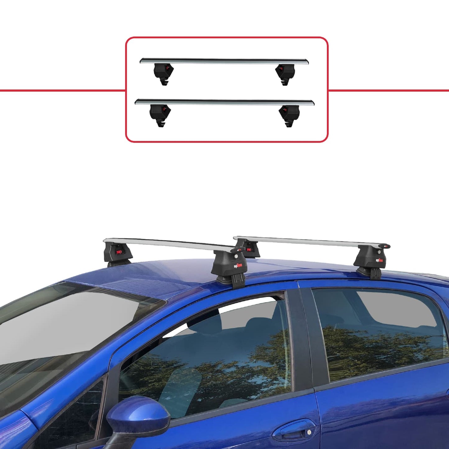 Kompatibel mit Fiat Grande Punto (199) 2005-2012 ACE-4 Relingträger Dachträger Auto Gepäckträger Grau Aluminium 2 Stangen