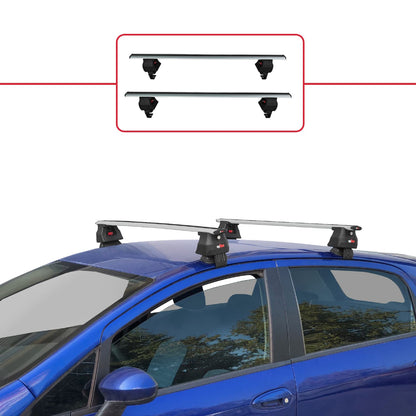 Kompatibel mit Fiat Grande Punto (199) 2005-2012 ACE-4 Relingträger Dachträger Auto Gepäckträger Grau Aluminium 2 Stangen