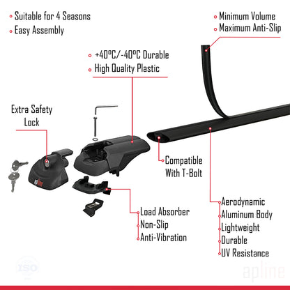 Compatible avec Citroen Grand C4 Space Tourer 2018-2022 ACE-1 Barres de Toit Railing Porte-Bagages de Voiture Noir Aluminium 2 Barres