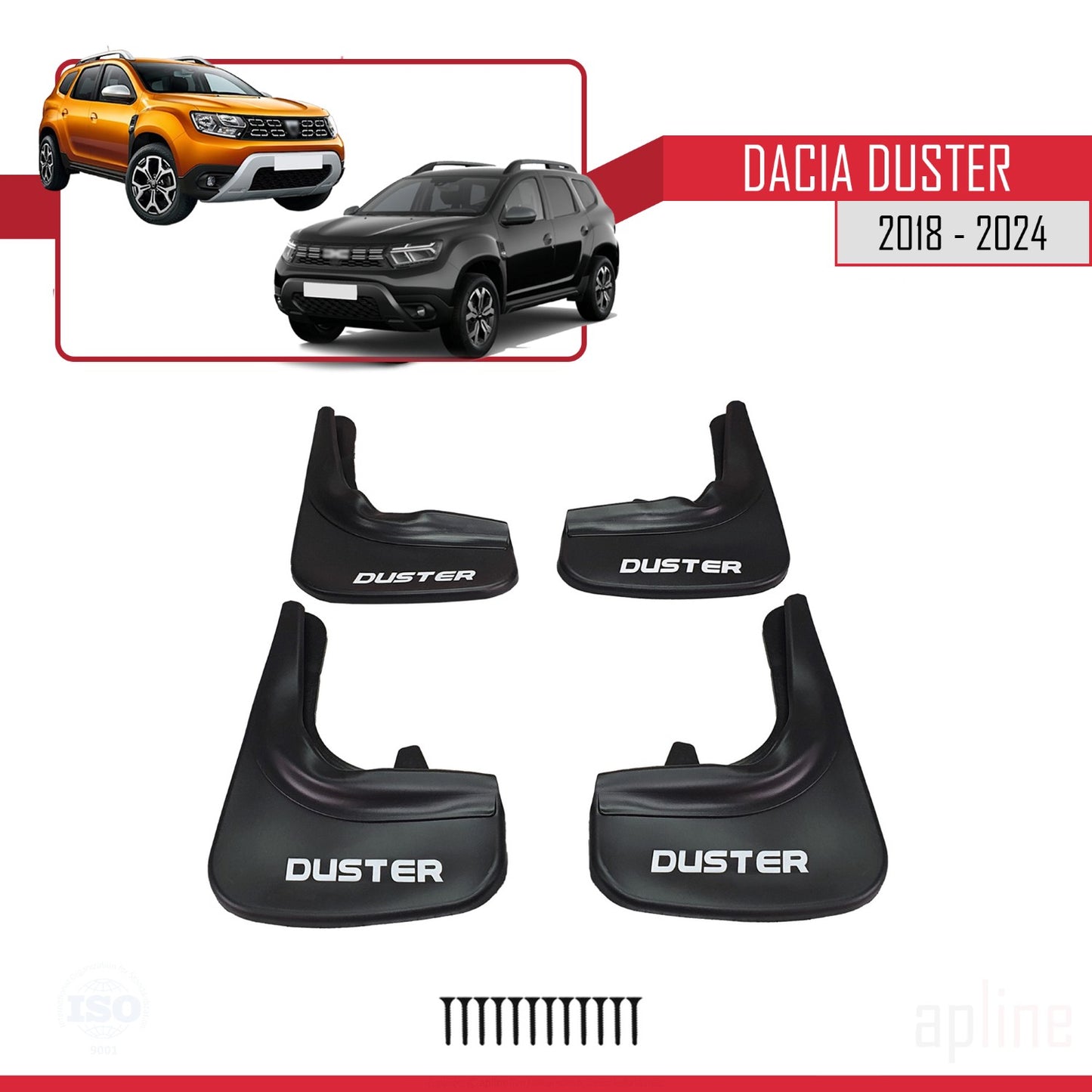 Compatibile con Dacia Duster 2 (HM) 2018-2024 Set di 4 paraspruzzi anteriori e posteriori per auto, neri