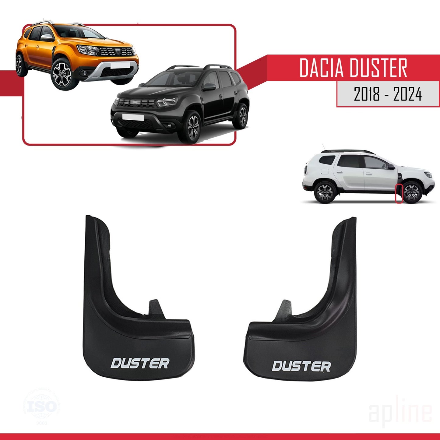 Compatibile con Dacia Duster 2 (HM) 2018-2024 Set di 4 paraspruzzi anteriori e posteriori per auto, neri