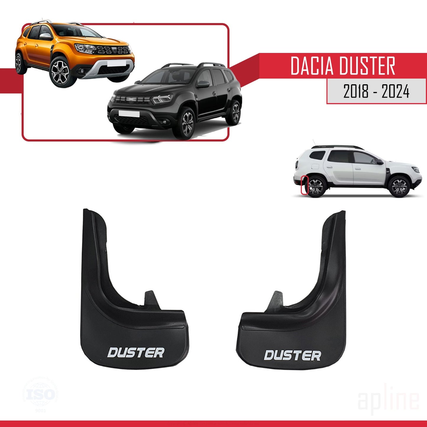 Compatibile con Dacia Duster 2 (HM) 2018-2024 Set di 4 paraspruzzi anteriori e posteriori per auto, neri