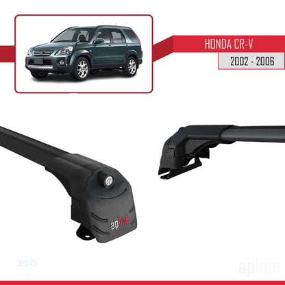 Compatible avec Honda CR-V 2 2002-2006 ACE-2 Barres de Toit Railing Porte-Bagages de Voiture Noir Aluminium 2 Barres
