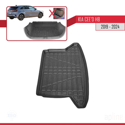 Tronco Alfombra De Carga para Kia Ceed HB 2019-2022 Flexible Bandeja Maletero Trasero NEGRO