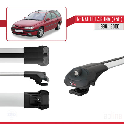 ACE-1 Dakdrager bagagedrager compatibel met Renault Laguna (X56) 1996-200 Spoorstaven Grijs Aluminium 2 Staven
