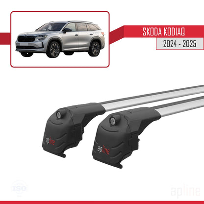 Compatible avec Skoda Kodiaq 2024-2025 ACE-2 Barres de Toit Railing Porte-Bagages de Voiture Gris Aluminium 2 Barres