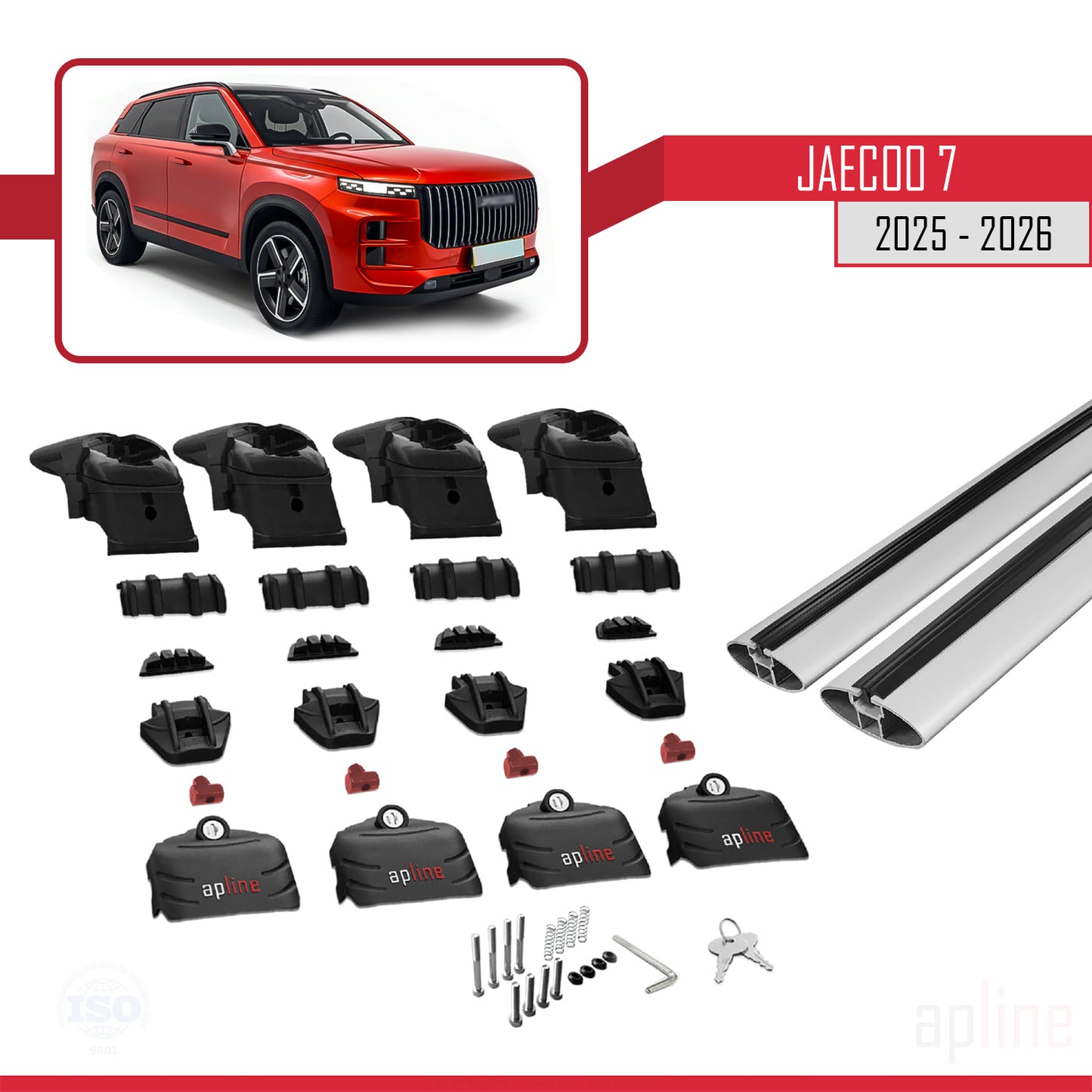 Compatible avec JAECOO 7 2025-2026 ACE-2 Barres de Toit Railing Porte-Bagages de Voiture Gris Aluminium 2 Barres