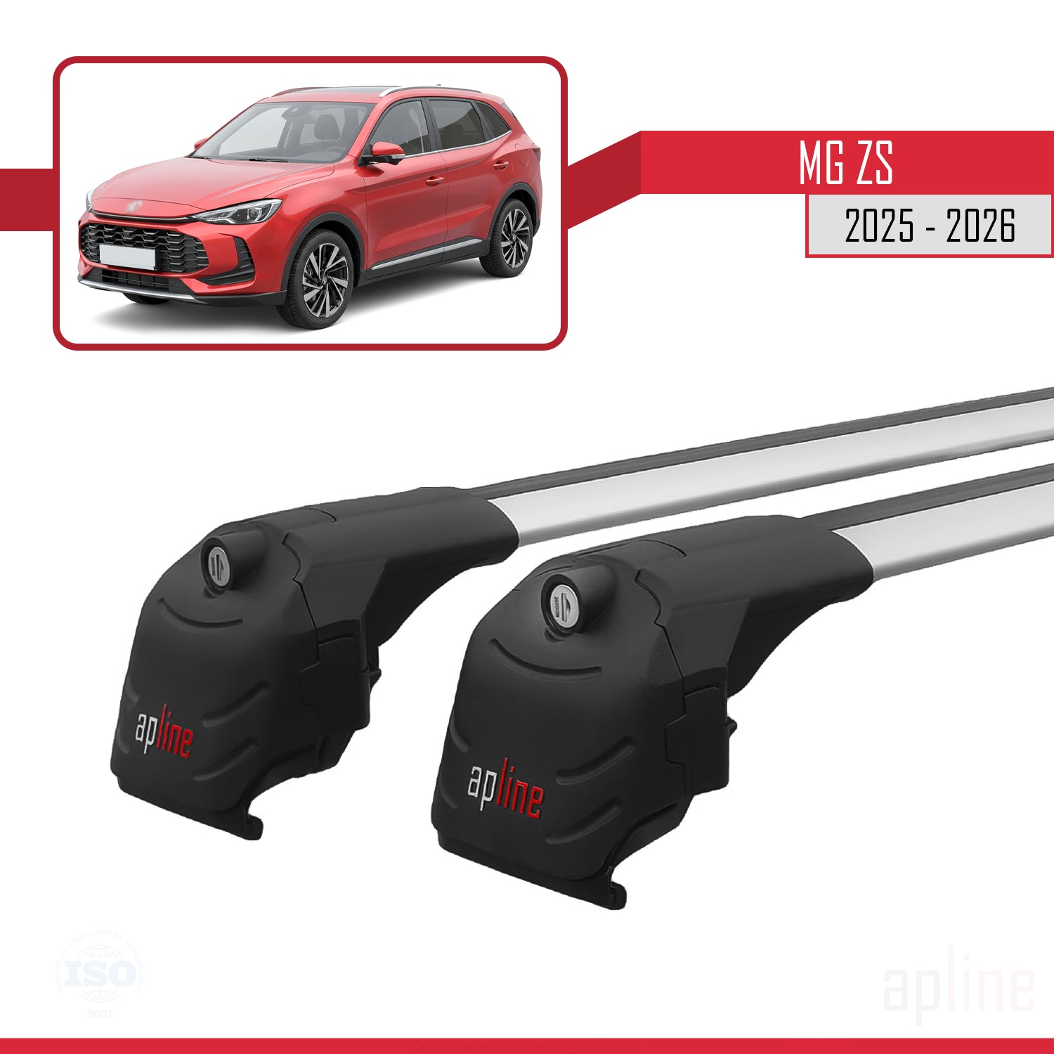 Compatible avec MG ZS 2025-2026 ACE-2 Barres de Toit Railing Porte-Bagages de Voiture Gris Aluminium 2 Barres