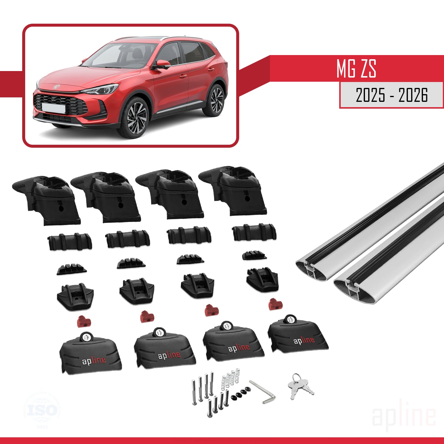Compatible avec MG ZS 2025-2026 ACE-2 Barres de Toit Railing Porte-Bagages de Voiture Gris Aluminium 2 Barres