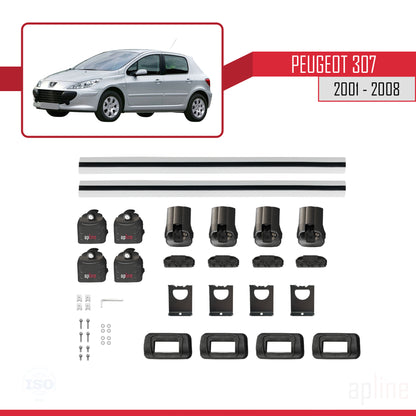 Compatibile con Peugeot 307 2001-2008 ACE-3 Barre Tetto Portapacchi Auto Barre Portatutto Grigo Alluminio 2 Barre