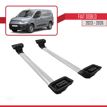 Compatible avec Fiat Doblo 2023-2026 ACE-3 Barres de Toit Railing Porte-Bagages de Voiture Gris Aluminium 2 Barres